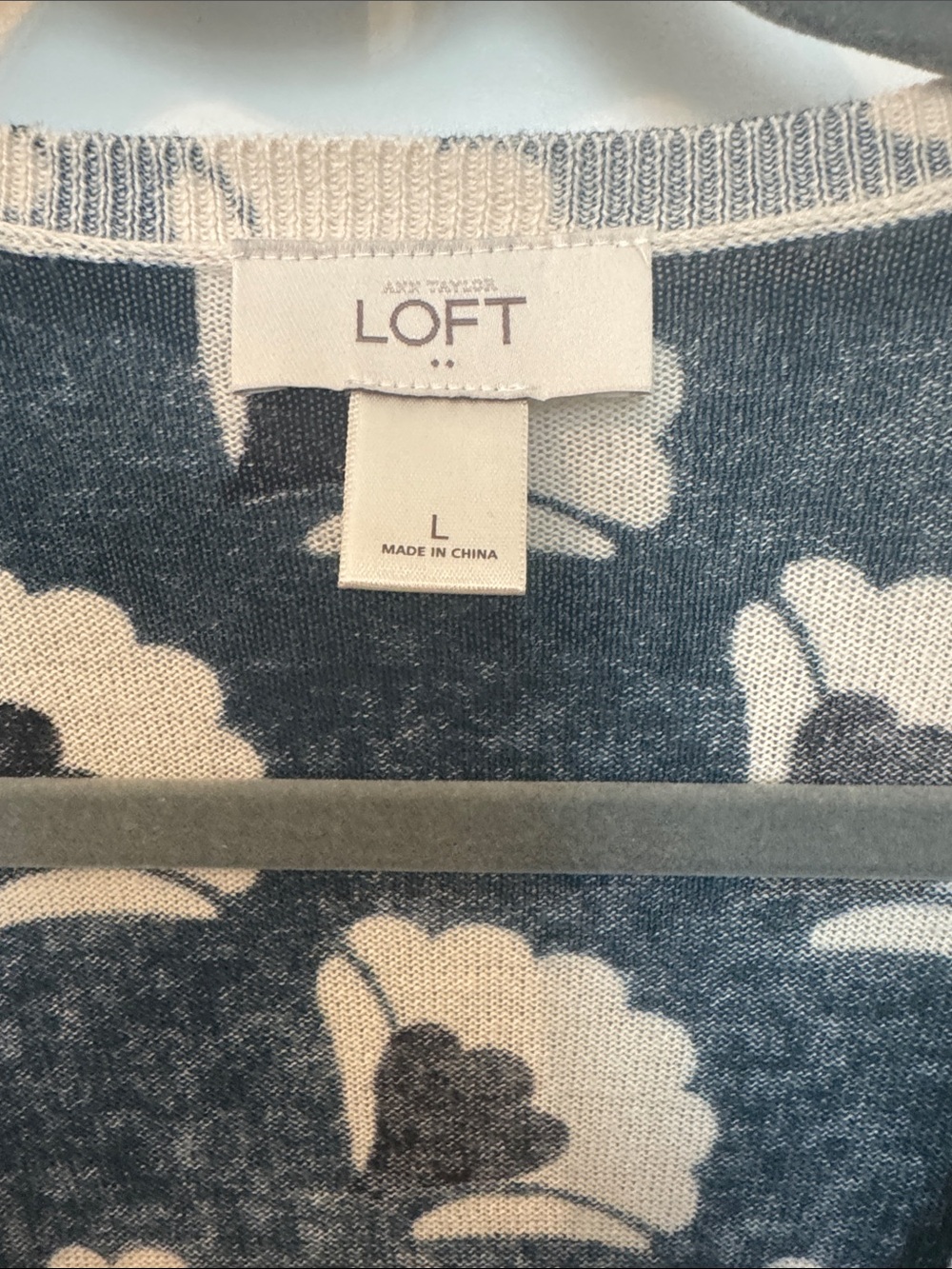 LOFT Teal Floral-Print Button Cardigan - Picture 3 of 8